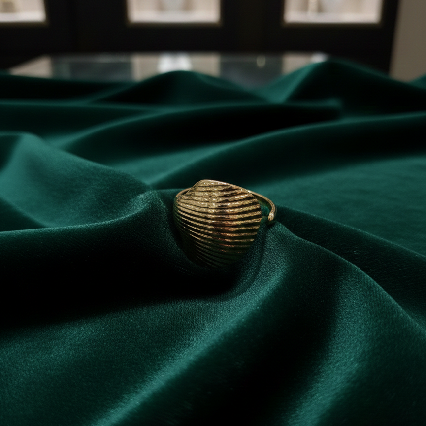 Golden Ripple Statement Ring