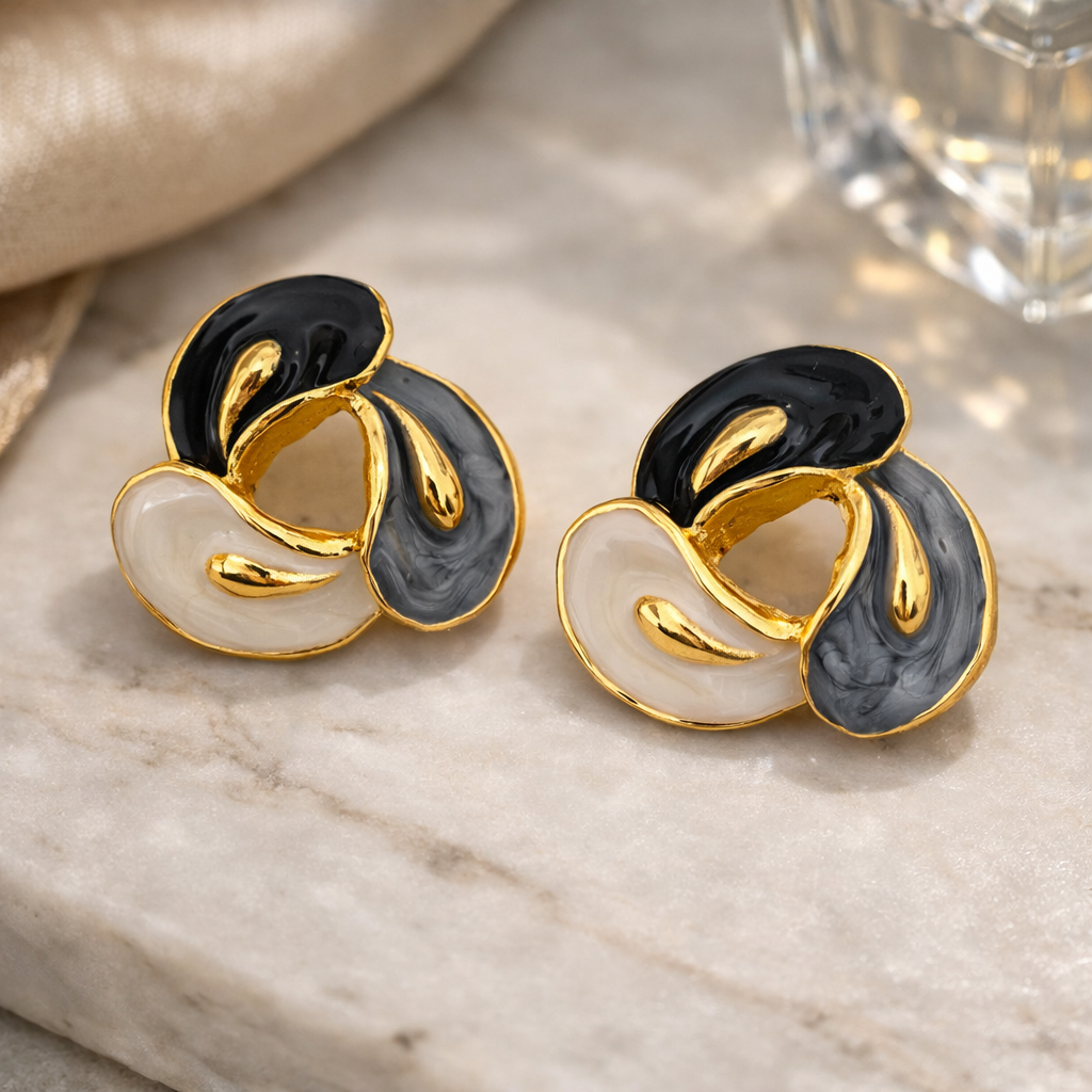 Midnight Swirl Statement Studs