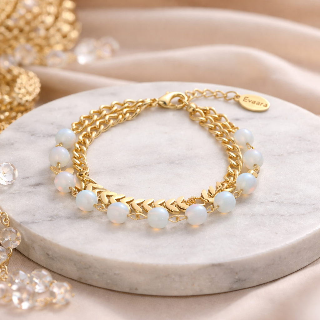 Golden Pearl Charm Bracelet