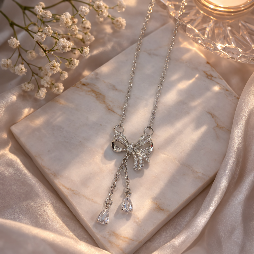 Crystal Bow Grace Necklace