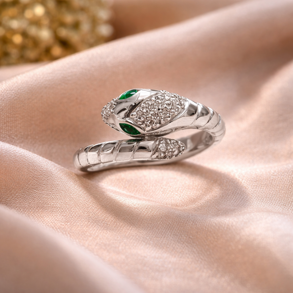 Emerald Serpent Crystal Ring