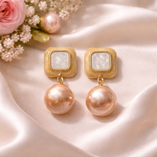 Azure Pearl Drop Statement Earrings