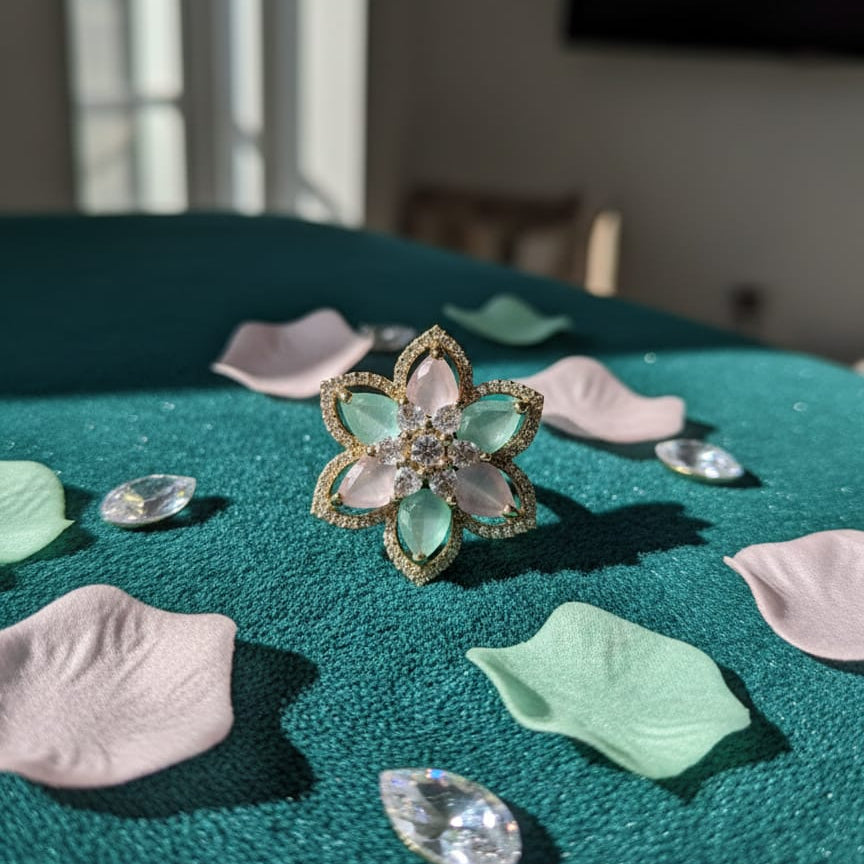 Bloom Crystal Flower Statement Ring