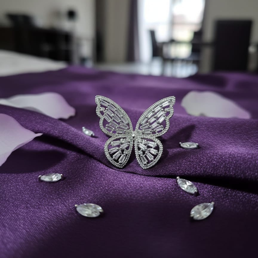Crystal Butterfly Statement Ring
