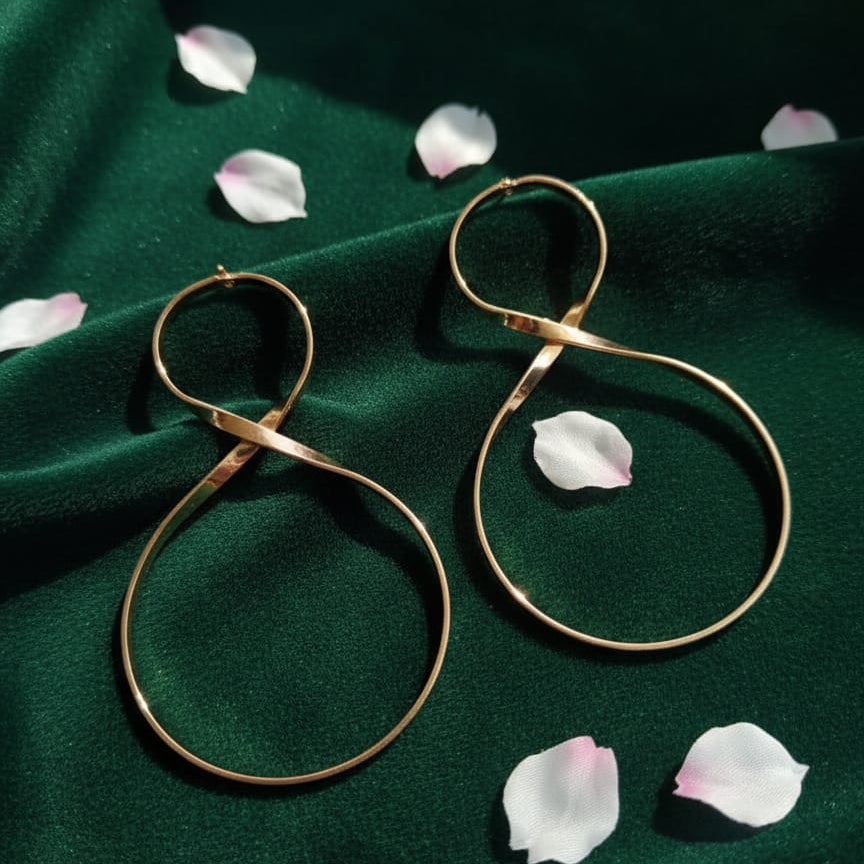 Infinity Loop Gold Statement Earrings