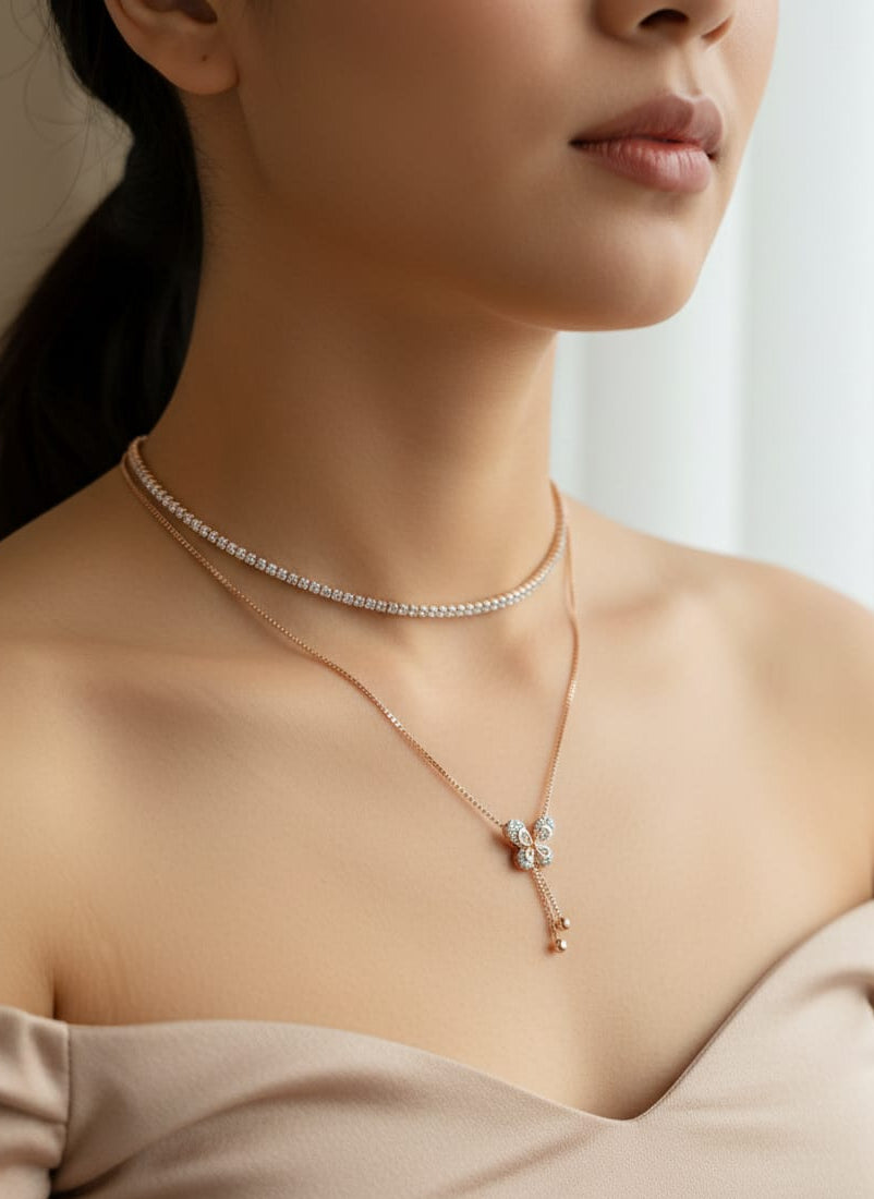 Blossom Grace Rose Gold Layered Necklace