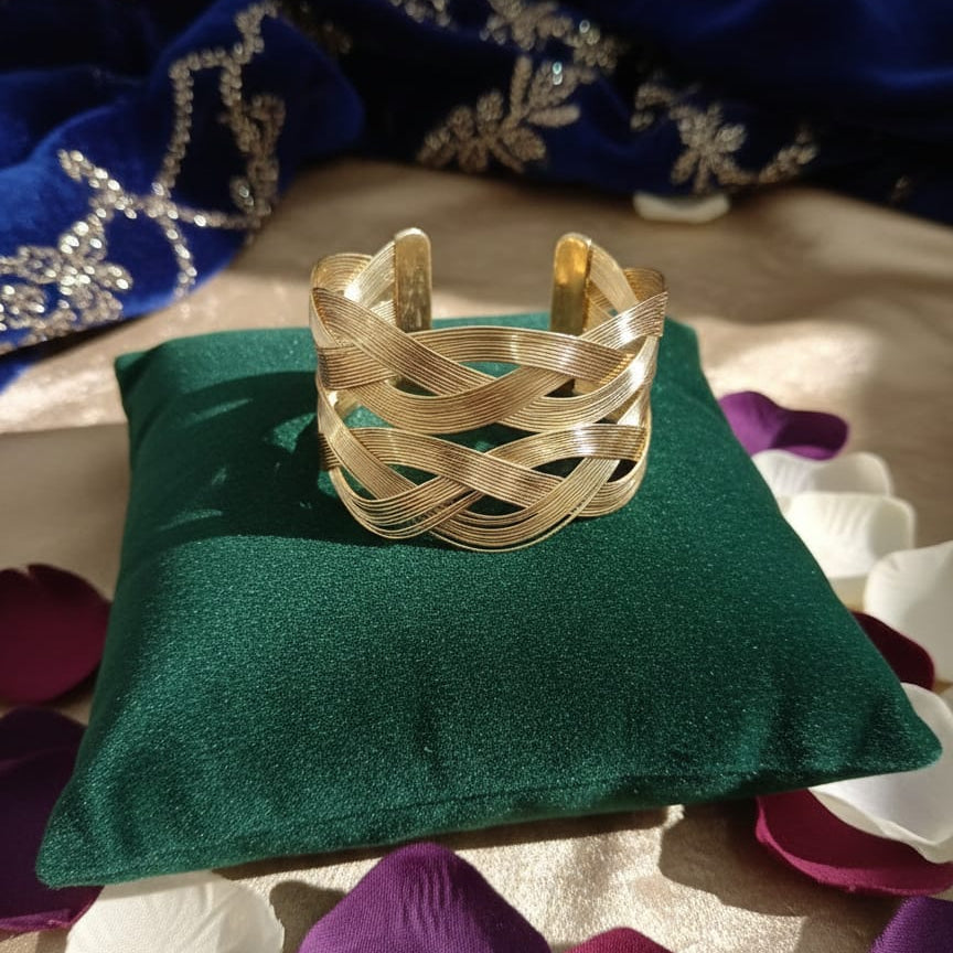 Royal Weave Gold Cuff Bracelet