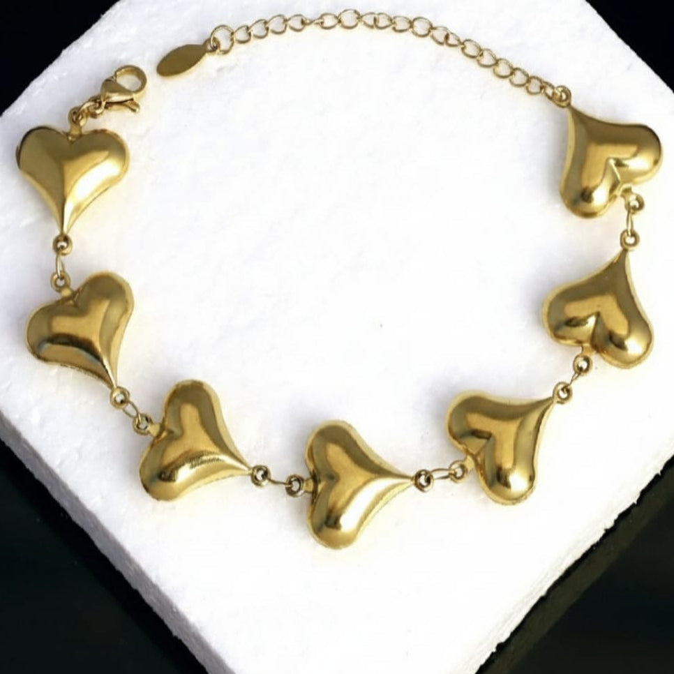 Golden Heart Charm Bracelet