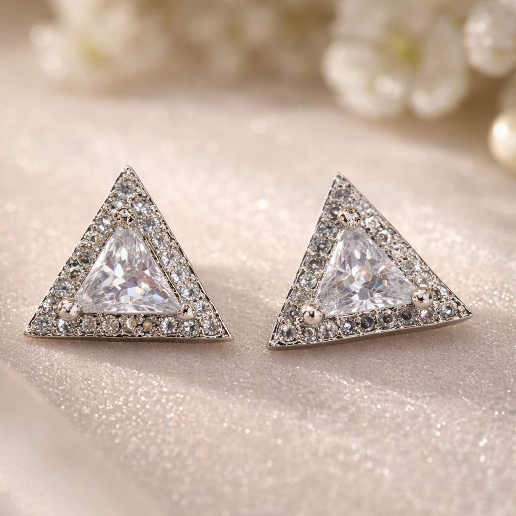 Triangular Crystal Stud Earrings