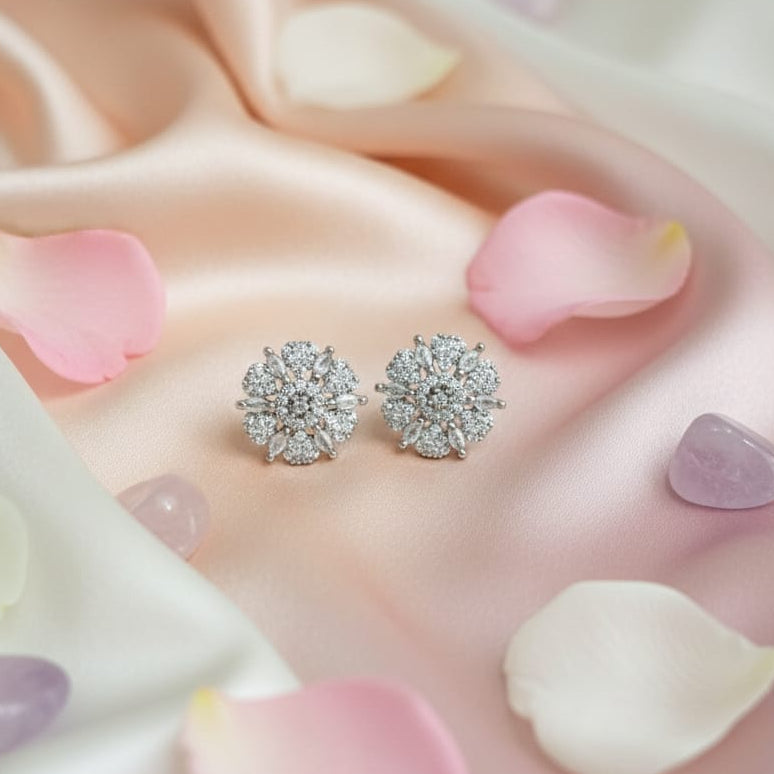 Radiant Bloom Crystal Stud Earrings