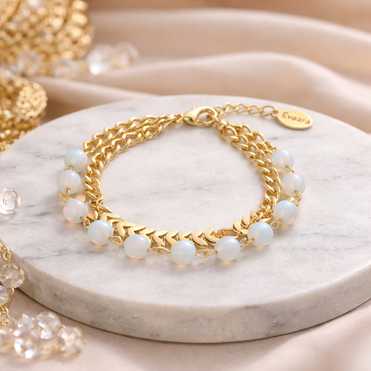 Golden Pearl Charm Bracelet