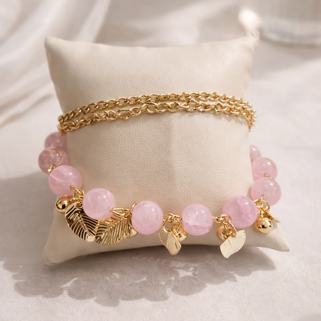 Blush Leaf Charm Bracelet