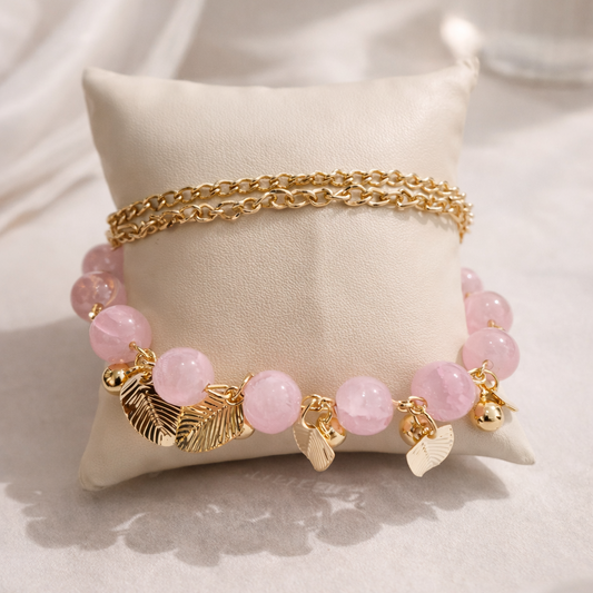 Blush Leaf Charm Bracelet