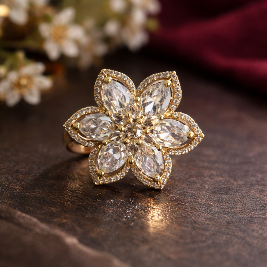 Golden Petal Bloom Ring