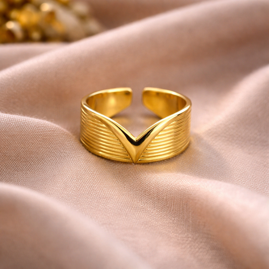Golden Chevron Cuff Ring
