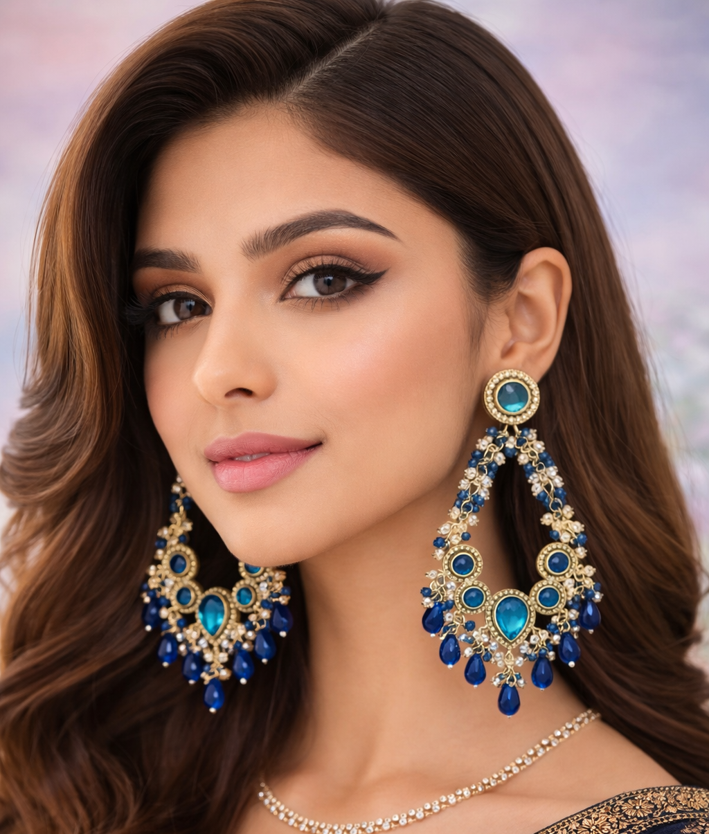 Royal Sapphire Chandeliers Earrings