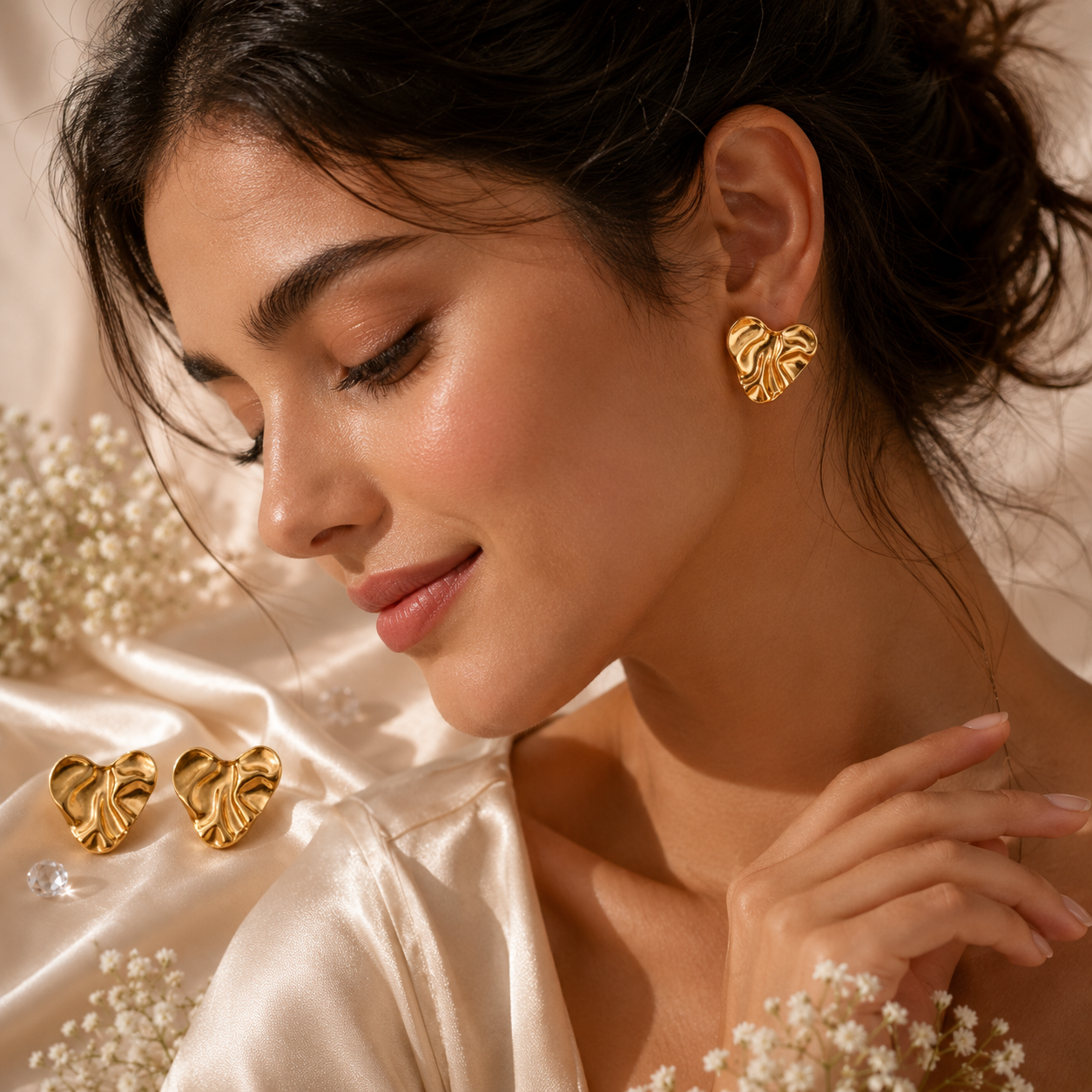 Golden Melt Heart Studs