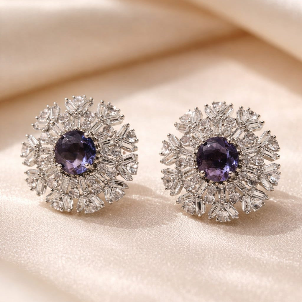 Violet Snowflake Studs
