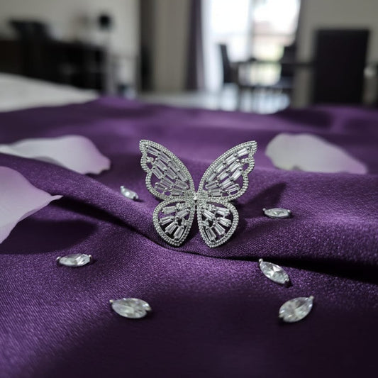 Crystal Butterfly Statement Ring