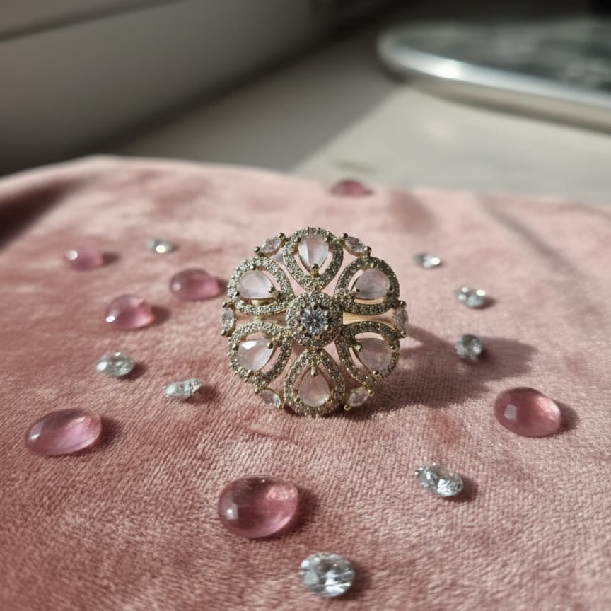Blush Bloom Crystal Ring