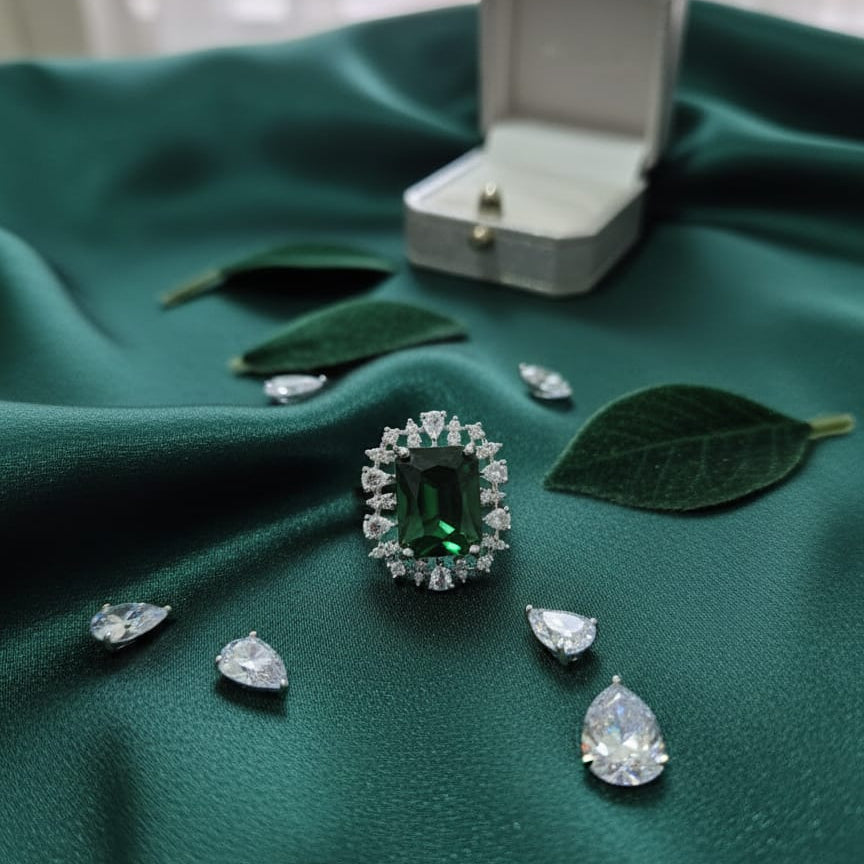 Emerald Crown Statement Ring