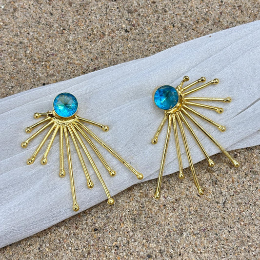 Oceanburst Gold Fan Earrings