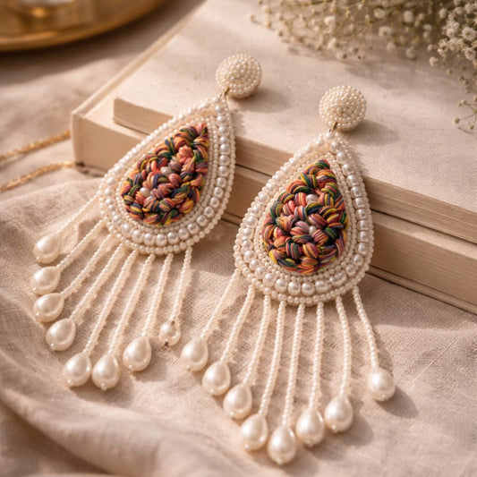 Pearl Mosaic Statement Earrings