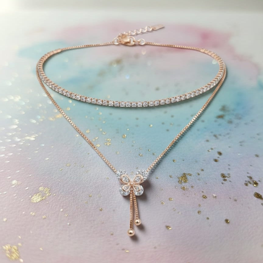 Blossom Grace Rose Gold Layered Necklace