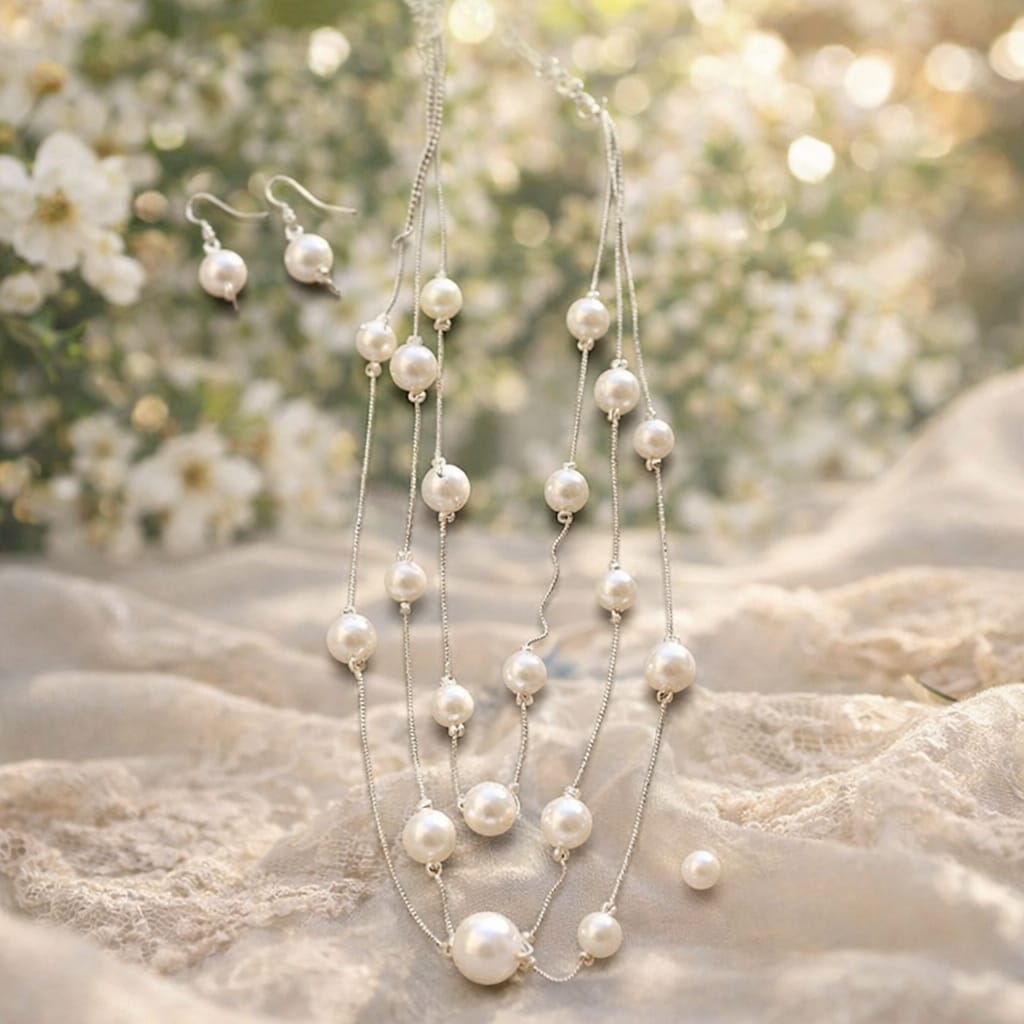 Celeste Pearl Cascade Necklace Set