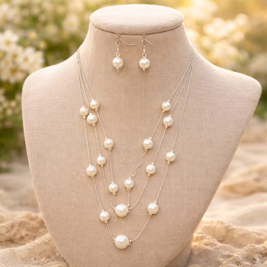 Celeste Pearl Cascade Necklace Set