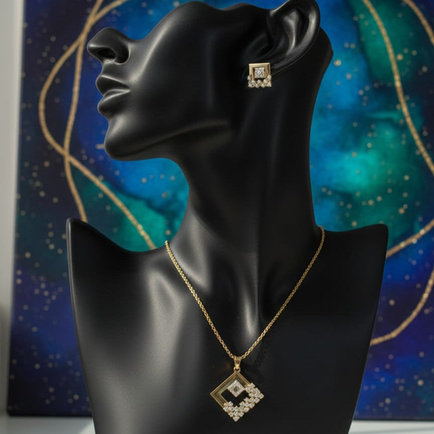 Golden Prism Pendant Set