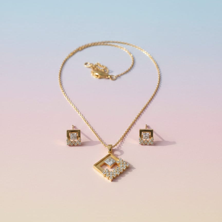 Golden Prism Pendant Set