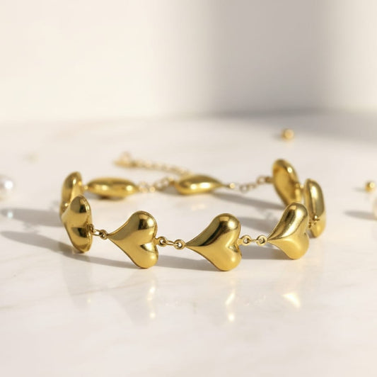 Golden Heart Charm Bracelet