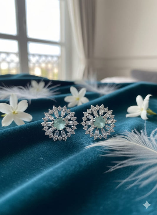 Frosted Bloom Crystal Stud Earrings