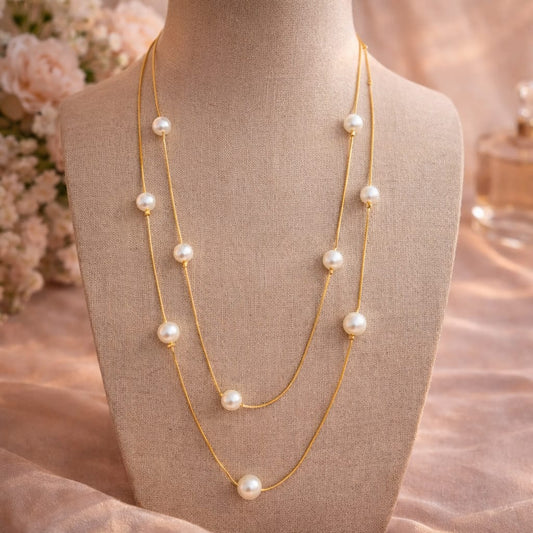 Elegant Pearl Double-Layer Necklace