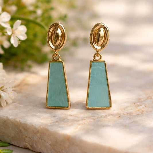 Aqua Luxe Geometric Drop Earrings