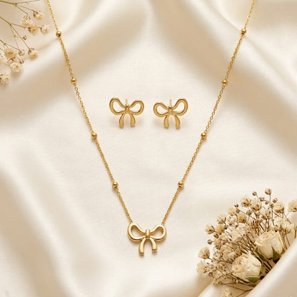 Golden Bow charm Jewelry Set