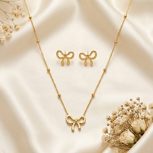 Golden Bow charm Jewelry Set