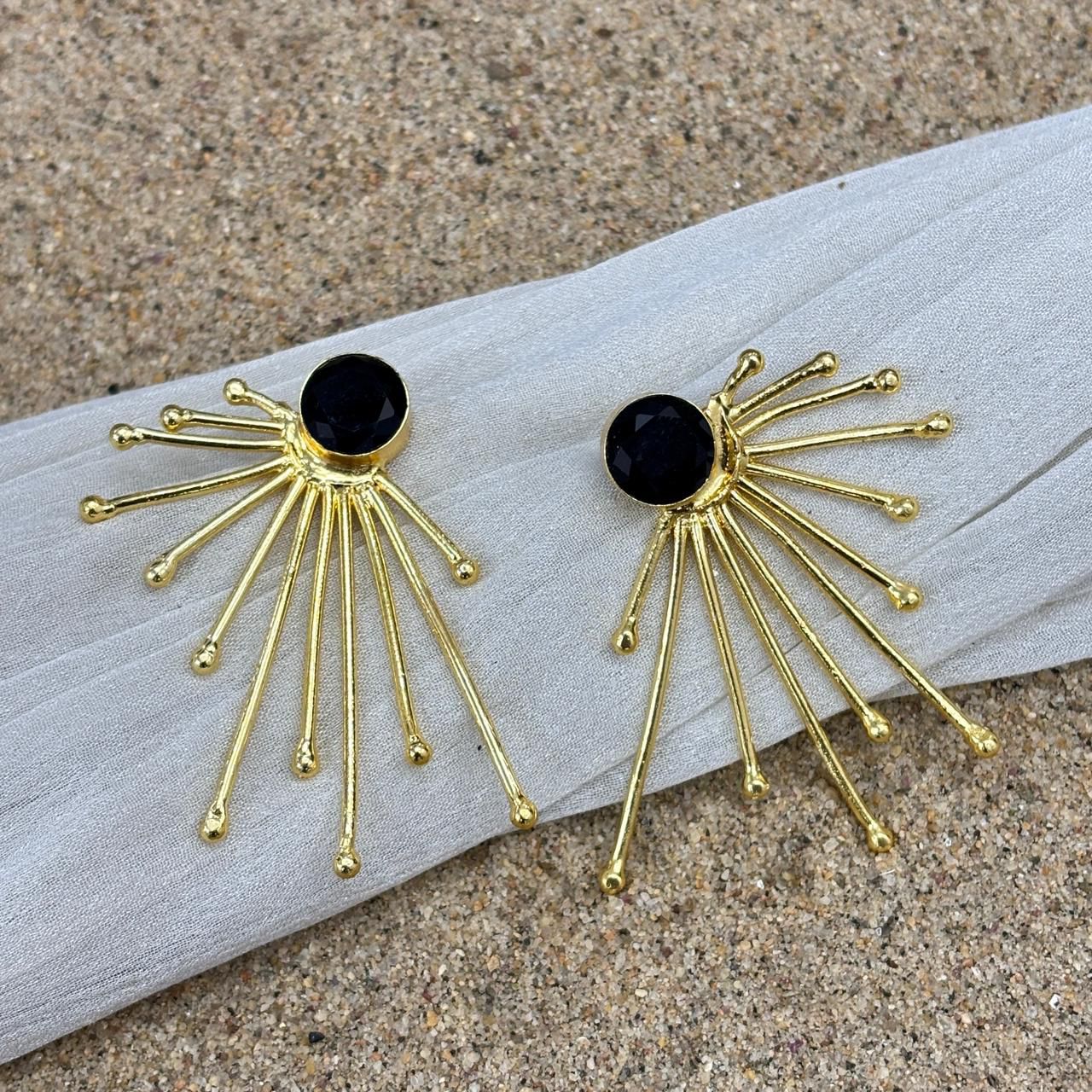 Oceanburst Gold Fan Earrings