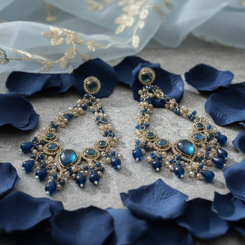 Royal Sapphire Chandeliers Earrings